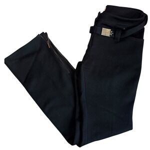 Vintage Y2K Dior Paris Black trousers w/belt silver tone buckle ankle zipper 8